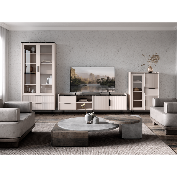 Тумба RTV Фреско RTV2D2S кашемир / темный мрамор ВМК (БРВ) Украина